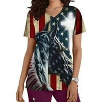 Dan nezavisnosti Ženski majica kratkih rukava s kratkim rukavima sa atletskom dizajnom i mekim materijalom