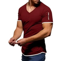 Yubnlvae muns majica Muška ljetna moda casual čvrsta boja šivene patentne košulje džep majica kratka