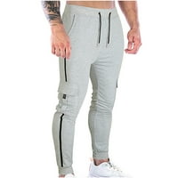Muške rastezljive casual pantalone casual elastične pojaseve pantalone na bočnim prugama karirane hlače