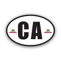 Kalifornijska zastava Ovalna naljepnica naljepnica - samoljepljivi vinil - Vremenska zaštitna - izrađena