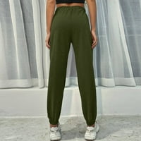 Ženske pantalone za posao Poslovni casual elastični struk džep labavi duks joggers hlače vojska zelena