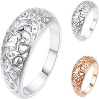 Angažman ljubavni prsten vjenčani prsten modne žene šuplje cvjetovi ručno rađeni prsten za prsten nakit DEOR za žene djevojke prsten za prste diiy nakit poklon-srebro, whiteus 6.5