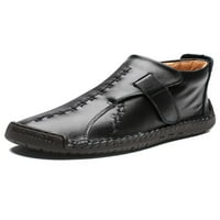 Daeful Men Casual Cipes Business Ploties Flats Boots Boots Muška ručna šivanje udobne kožne haljine cipele crna 7,5