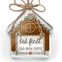 Ornament tiskan jednostrana, ali prva hladna piva kafa smiješna izreka Božić Neonblond