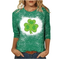 Moda Mikilon Ženska moda St. Patrickov dan tiskao je labavu majicu Srednja rukava rukava za bluzu u