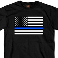Vruće kože GMS muški tanka plava linijska američka zastava Crna majica 3x-velika