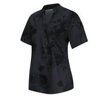 Xinqinghao moda plus veličine za žene s kratkim rukavima Štampanje labavo bluza vrhunske vrhove vrata