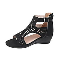 Klinovi za žene za žene Ženske ljetne nove sandale Visoke pete Klin za sandale crne 40