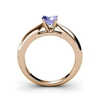 TANZANITE SOLITAIRE Prsten 0. CT u 14K ružičastog zlata.Size 4.5