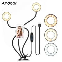 Andoer Clip-on Mini USB prsten lampica za punjenje žarulja Dual lampice Načini rasvjete zatamnjeni fleksibilni